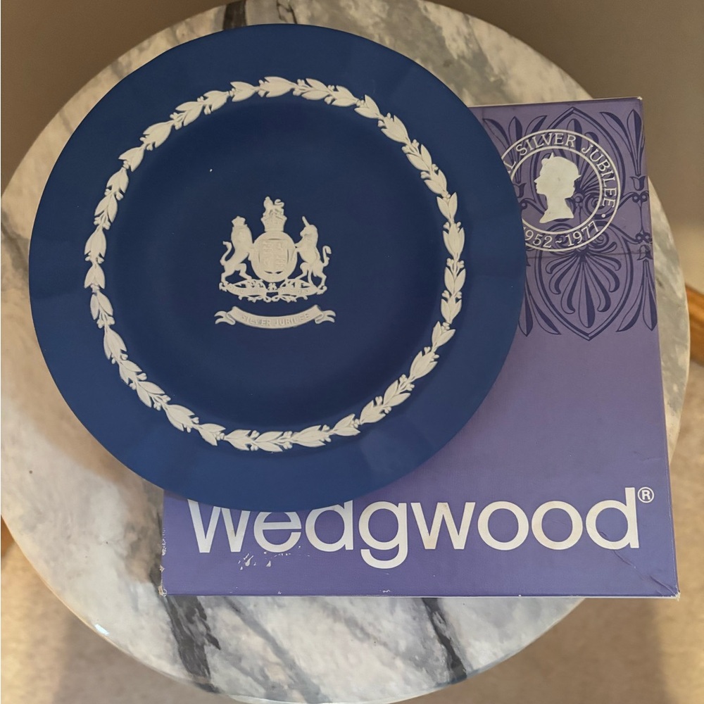 Vintage Wedgwood Royal Blue Jasper Ash Tray has box and care instructions